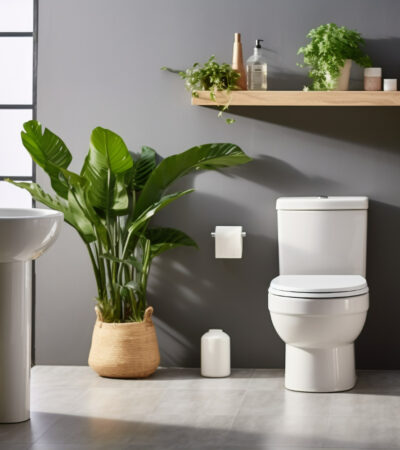 banheiro pequeno com estilo moderno e plantas